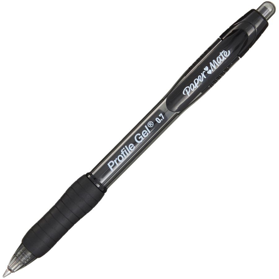 Paper Mate Profile Retractable Gel Pens - Medium Pen Point - 0.7 mm Pen Point Size - Retractable - Black Gel-based Ink - 4 / Pack. Picture 7
