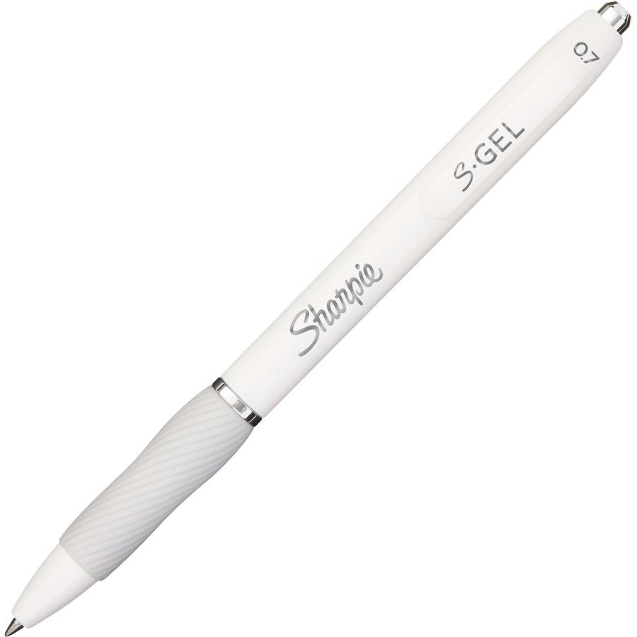 Sharpie S-Gel Pens - Medium Pen Point - 0.7 mm Pen Point Size - Black Gel-based Ink - White Metal Barrel - 4 / Pack. Picture 4