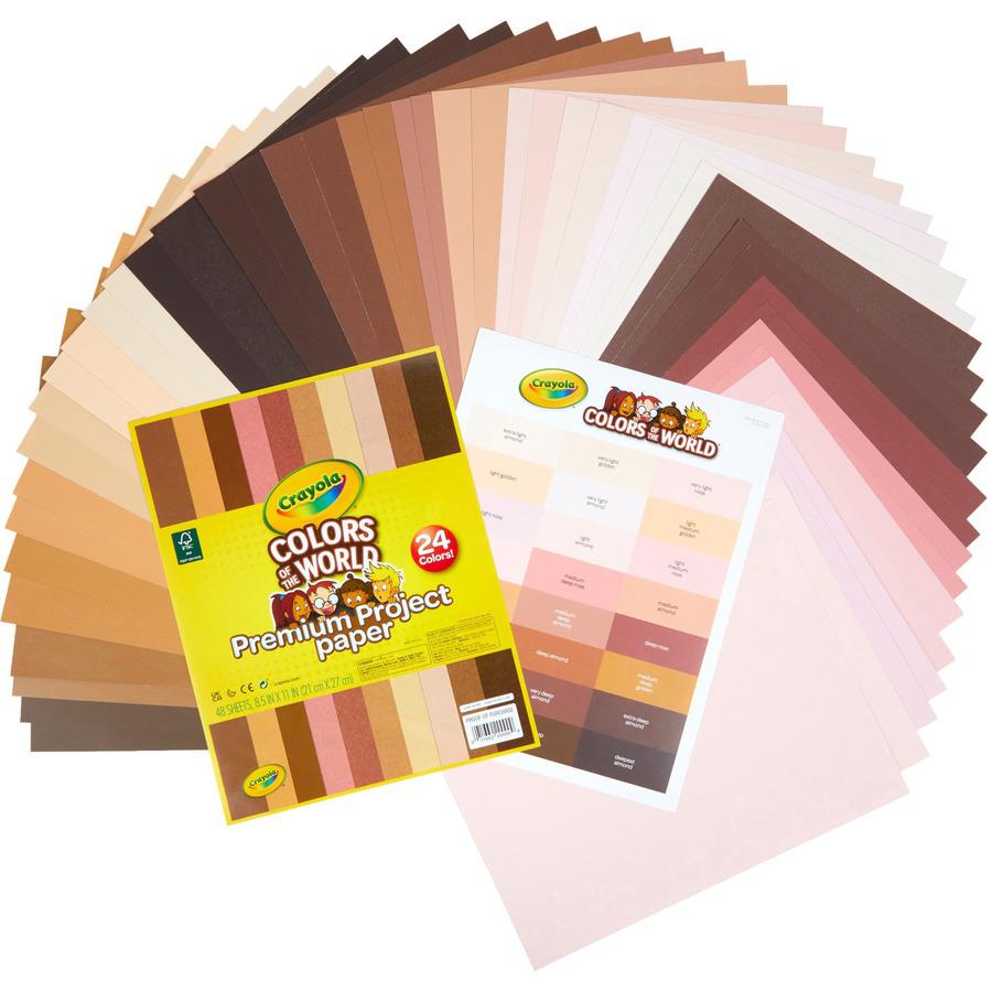 Crayola Colors of the World Construction Paper - Student, Construction, Artwork - 24 Piece(s) - 8.50"Width x 11"Length - 48 / Pack - Multi - Paper. Picture 5