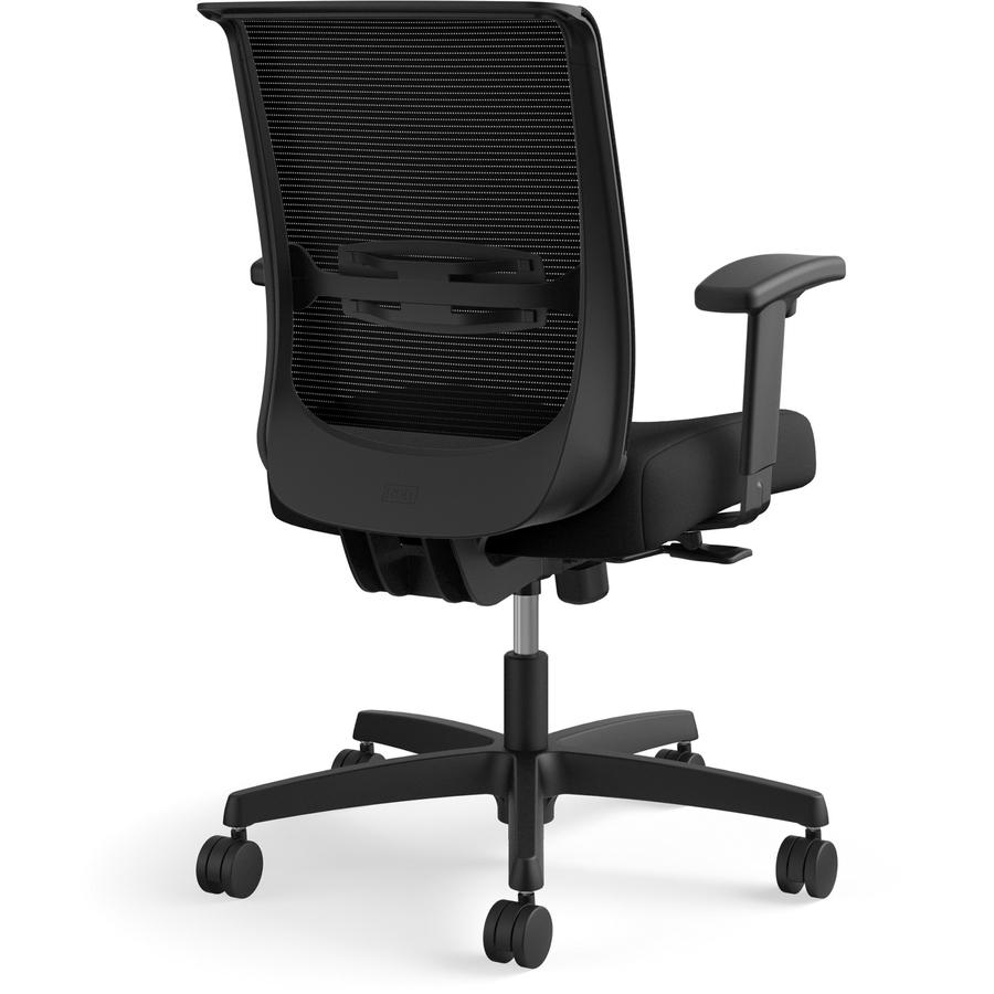 HON Convergence Synchro Tilt Task Chair - Black Fabric Seat - Black Back - Low Back - 5-star Base - Armrest - 1 Each. Picture 14