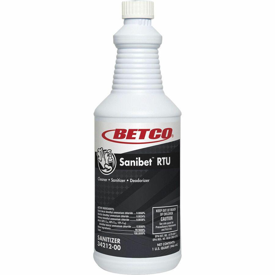 Betco Sanibet RTU Cleaner - Ready-To-Use Spray - 32 fl oz (1 quart) - 12 / Carton - Yellow. Picture 4