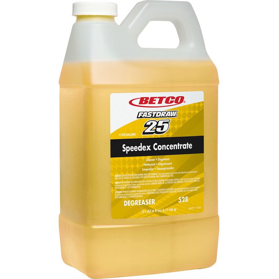 Betco Speedex Heavy Duty Degreaser - FASTDRAW 25 - Concentrate - 67.6 fl oz (2.1 quart) - Lemon Scent - 4 / Carton - Water Soluble, Deodorize, Fast Acting - Light Amber. Picture 3
