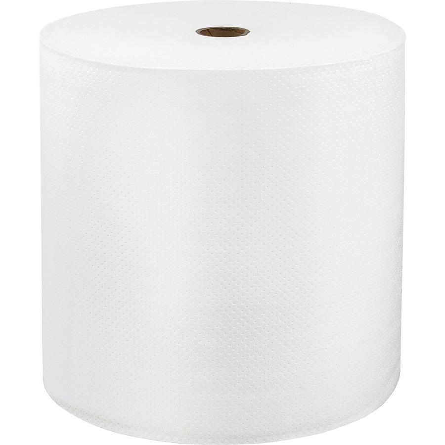 LoCor Paper Ultra Hard Wound Roll Towels - 1 Ply - White - Virgin Fiber - 6 / Carton. Picture 4