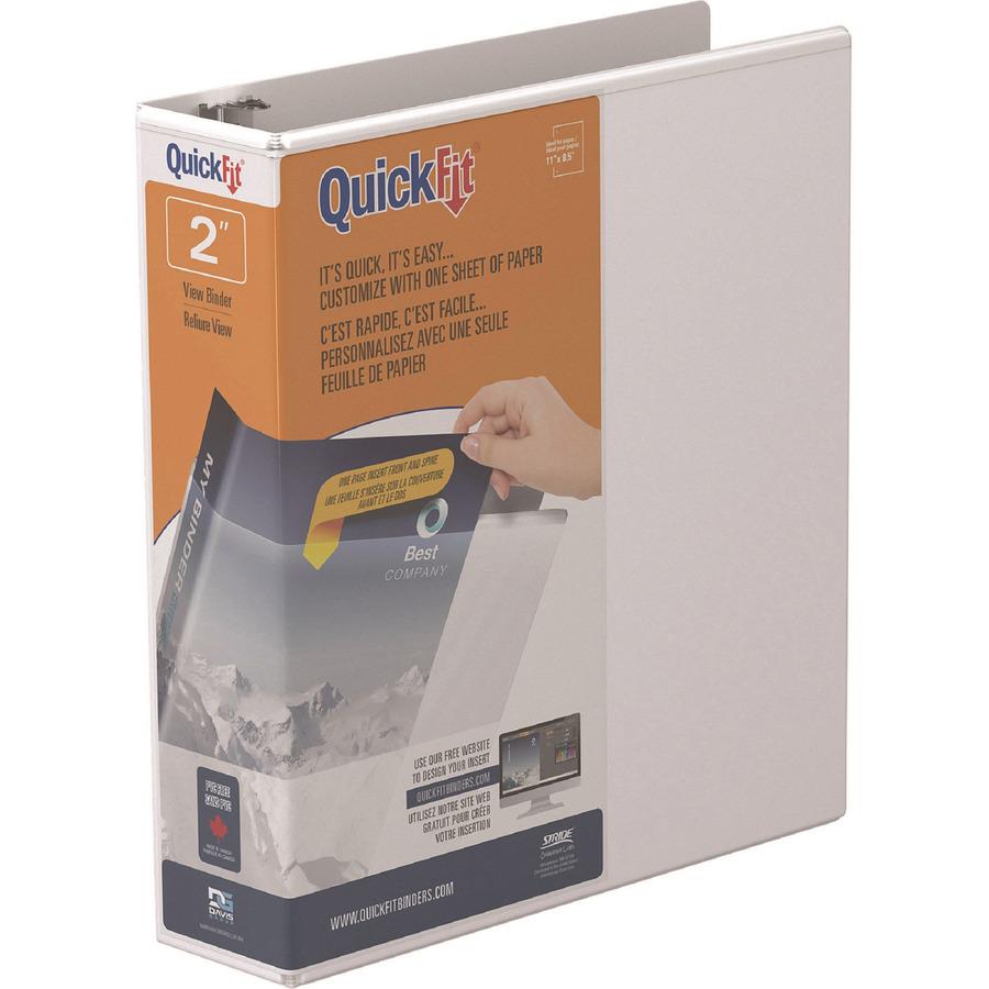 QuickFit D-Ring View Binders - 2" Binder Capacity - Letter - 8 1/2" x 11" Sheet Size - 475 Sheet Capacity - 2" Ring - D-Ring Fastener(s) - 2 Internal Pocket(s) - Vinyl - White - Recycled - Print-trans. Picture 4