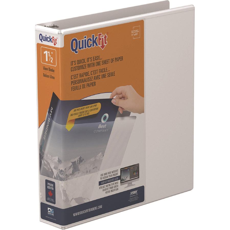 QuickFit Round Ring Unique Binder - 1 1/2" Binder Capacity - Letter - 8 1/2" x 11" Sheet Size - 275 Sheet Capacity - 1.50" Ring - Round Ring Fastener(s) - 2 Internal Pocket(s) - Vinyl - White - Recycl. Picture 3
