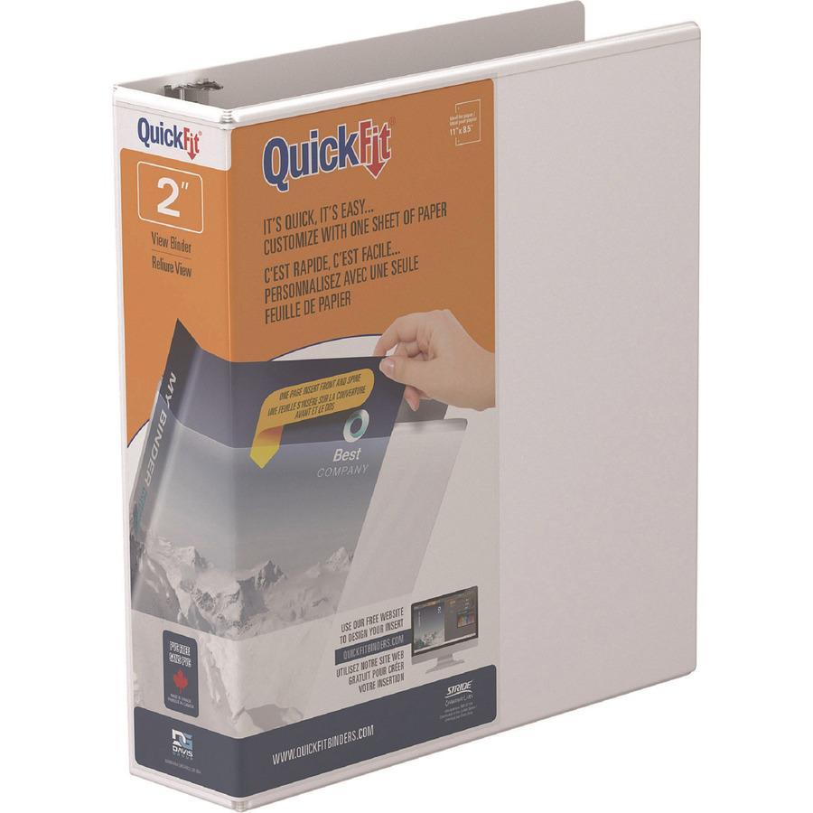QuickFit Round Ring Unique Binder - 2" Binder Capacity - Letter - 8 1/2" x 11" Sheet Size - 400 Sheet Capacity - 2" Ring - Round Ring Fastener(s) - 2 Internal Pocket(s) - Vinyl - White - Recycled - Pr. Picture 3