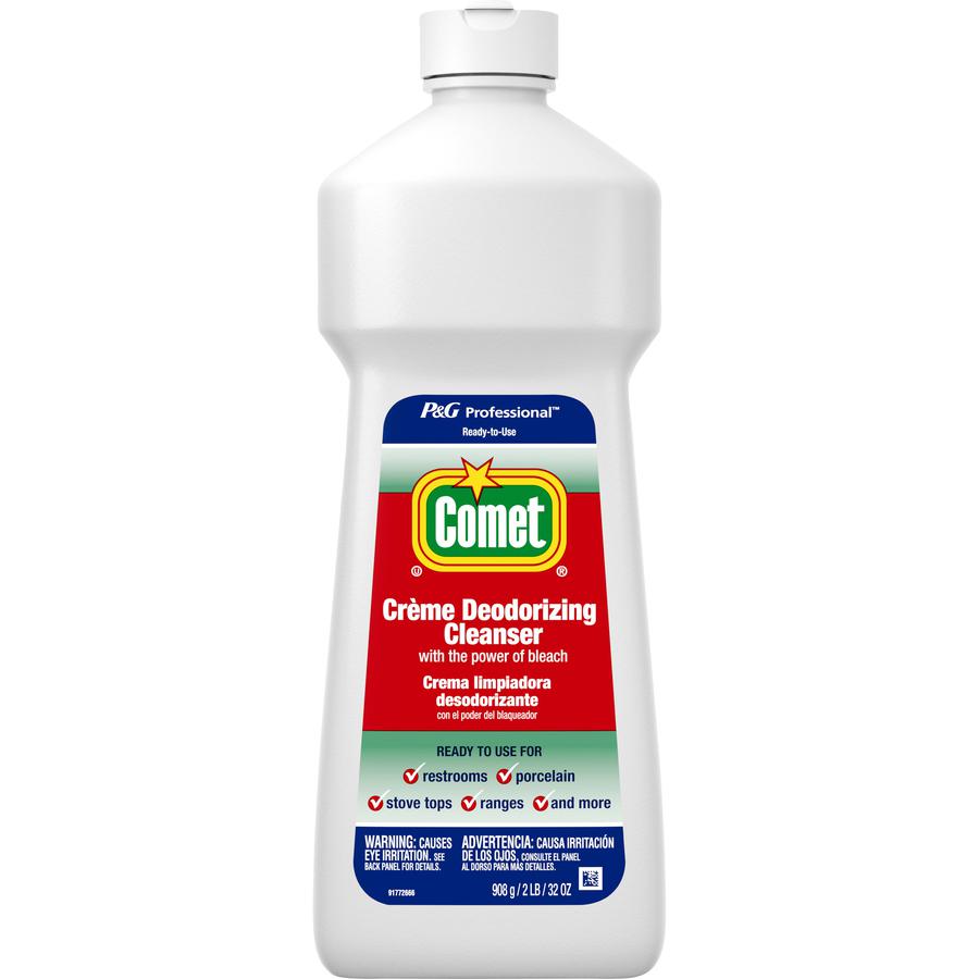 Comet Creme Deodorizing Cleanser - 32 oz (2 lb) - 10 / Carton - Abrasive, Non-scratching, Flip Seal Closure, Soft - White. Picture 3