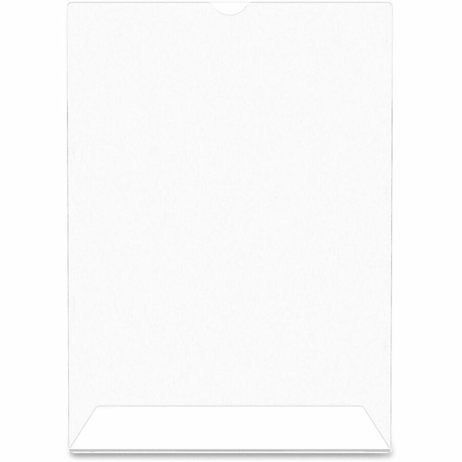 Deflecto Superior Image Slanted Sign Holders - 12 / Carton - 8.5" Width x 11" Height x 3.5" Depth - L-shaped Shape - Top Loading, Durable - Polystyrene - Clear. Picture 11