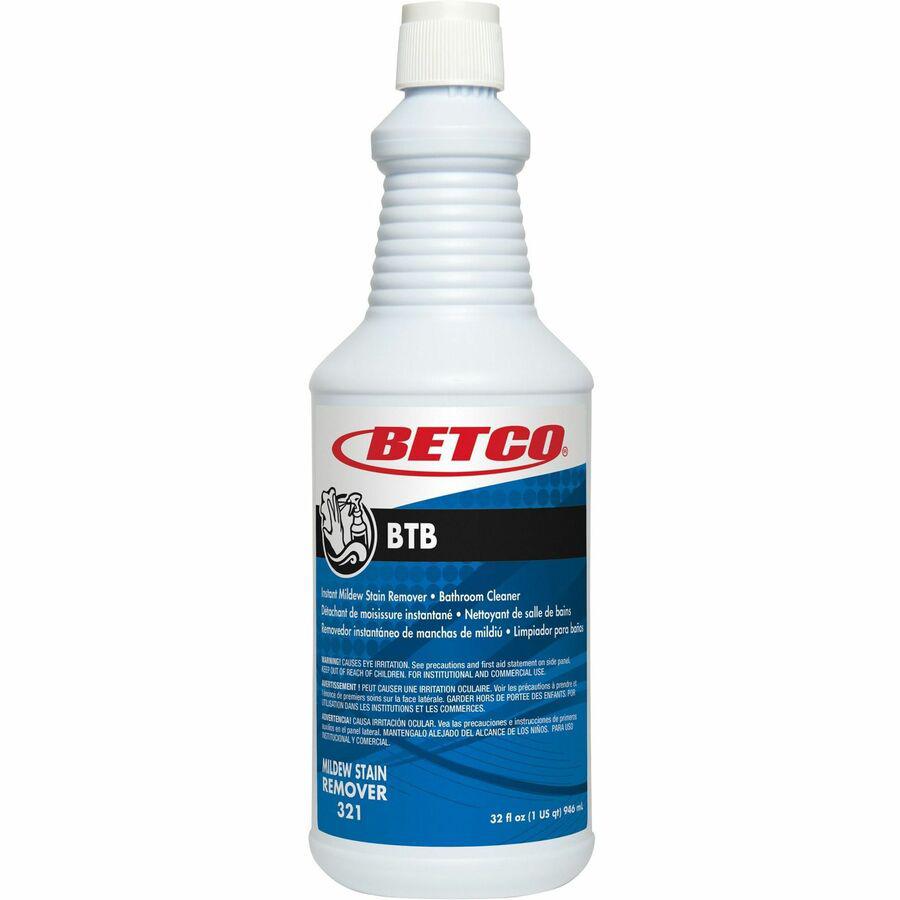 Betco BTB Instant Mildew Stain Remover - Concentrate - 32 oz (2 lb) - 12 / Carton - Amber. Picture 4