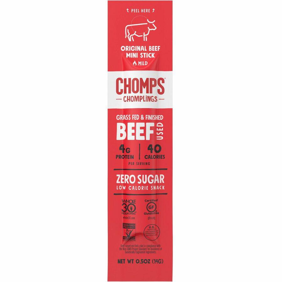 CHOMPS Chomplings Snack Sticks - Gluten-free, No Added Harmones - Original Beef Jerky, Spicy - 0.50 oz - 24 / Pack. Picture 6