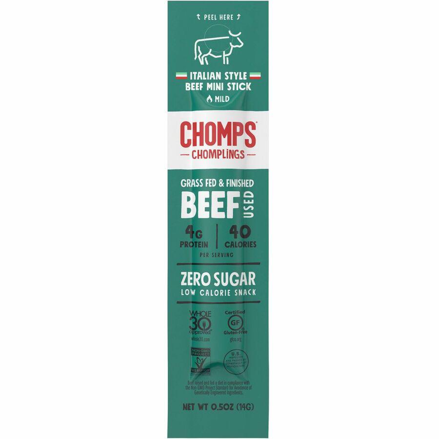 CHOMPS Chomplings Snack Sticks - Gluten-free, Non-GMO - Italian Style Beef - 0.50 oz - 24 / Pack. Picture 6