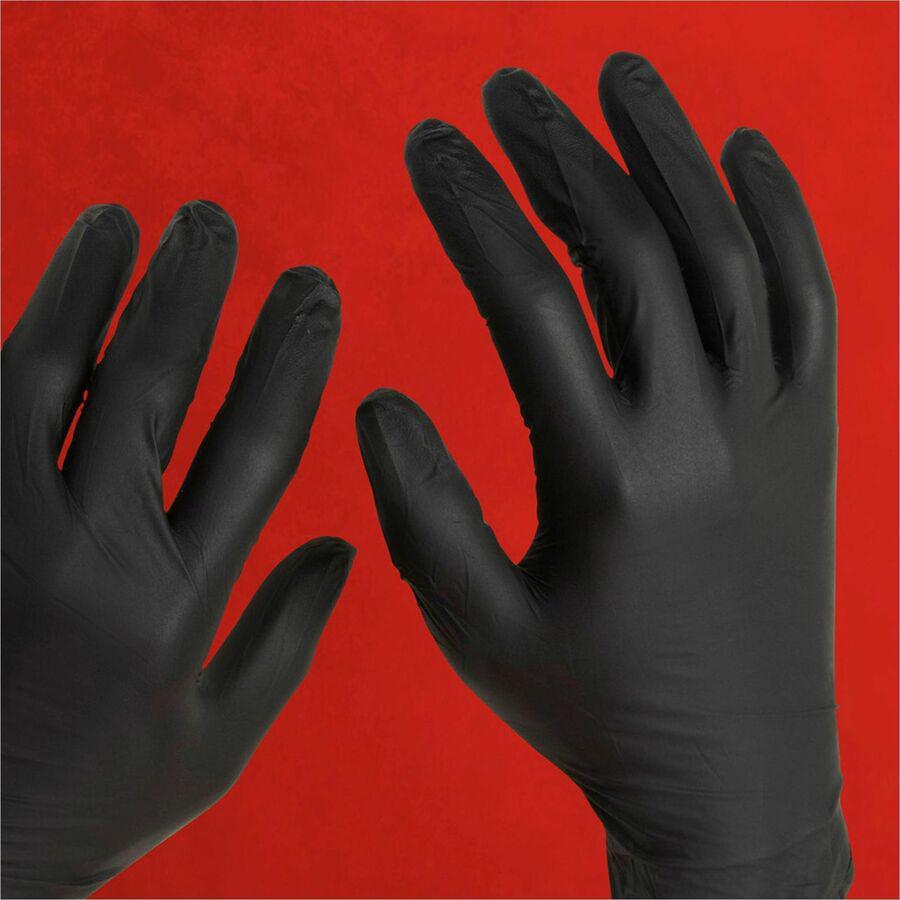 NIGHT ANGEL Nitrile Powder Free Exam Glove - Large Size - For Right/Left Hand - Nitrile - Black - Latex-free, Soft, Flexible, Non-sterile, Textured - For Examination, Tattoo Studio, Cosmetology, Law E. Picture 4