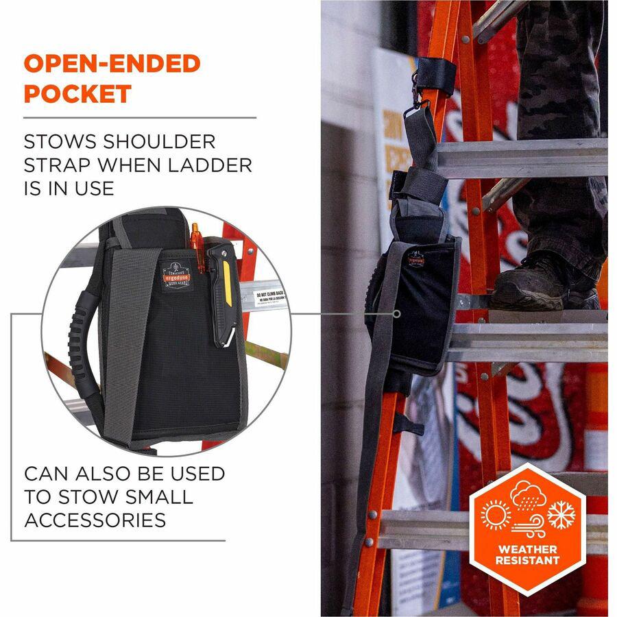 Ergodyne Arsenal Ladder Shoulder Lifting Strap - 1 Each - 100 lb Load Capacity - Hook & Loop Attachment - Black. Picture 13