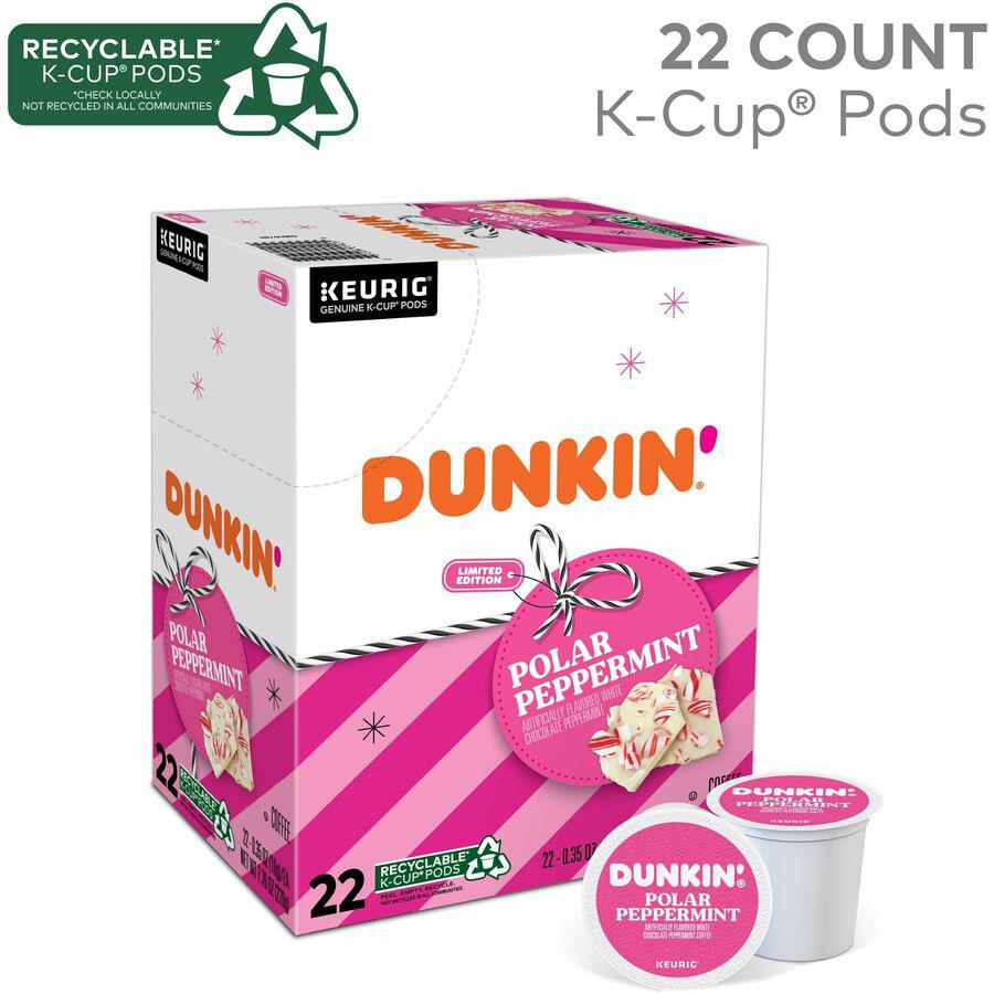 Dunkin'&reg; K-Cup Polar Peppermint Coffee - Compatible with Keurig K-Cup Brewer - Medium - 22 / Box. Picture 11