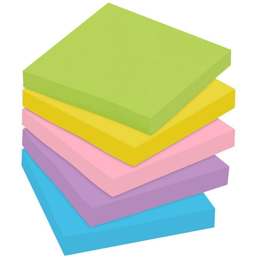 Post-it&reg; Notes - Floral Fantasy Color Collection - 1400 - 3" x 3" - Square - 100 Sheets per Pad - Unruled - Limeade, Citron, Iris Infusion, Positively Pink, Blue Paradise - Paper - Self-adhesive, . Picture 8