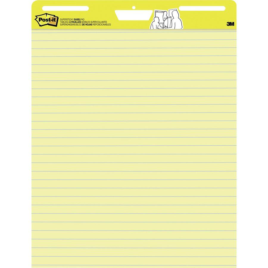Post-it&reg; Self-Stick Easel Pads with Faint Rule - 30 Sheets - Stapled - Feint Blue Margin - 18.50 lb Basis Weight - 25" x 30" - Yellow Paper - Self-adhesive, Repositionable, Resist Bleed-through, R. Picture 10