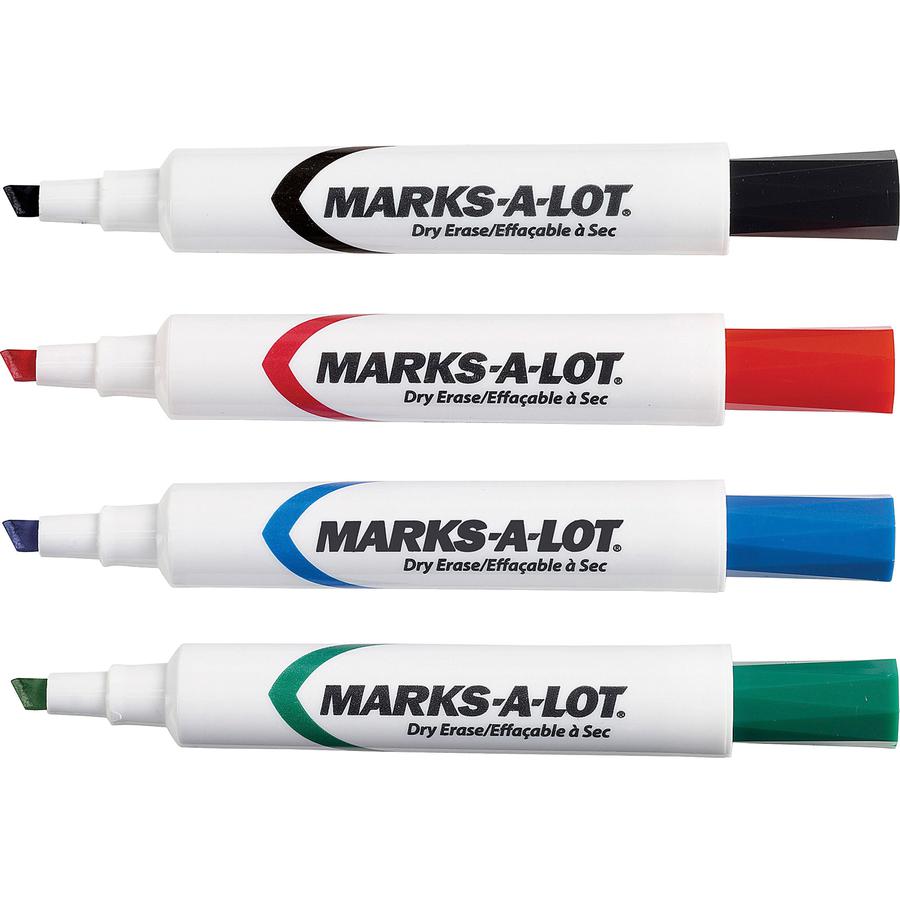 Avery&reg; Marks A Lot Desk-Style Dry-Erase Markers - Broad Marker Point - Chisel Marker Point Style - Blue, Black, Red, Green - 4 / Pack. Picture 3