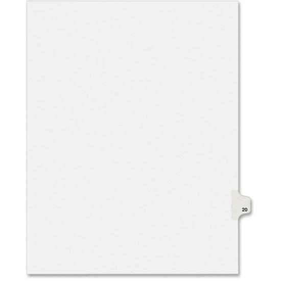Avery&reg; Individual Legal Exhibit Dividers - Avery Style - 1 Printed Tab(s) - Digit - 20 - 1 Tab(s)/Set - 8.5" Divider Width x 11" Divider Length - Letter - White Paper Divider - Paper Tab(s) - 25 /. Picture 2