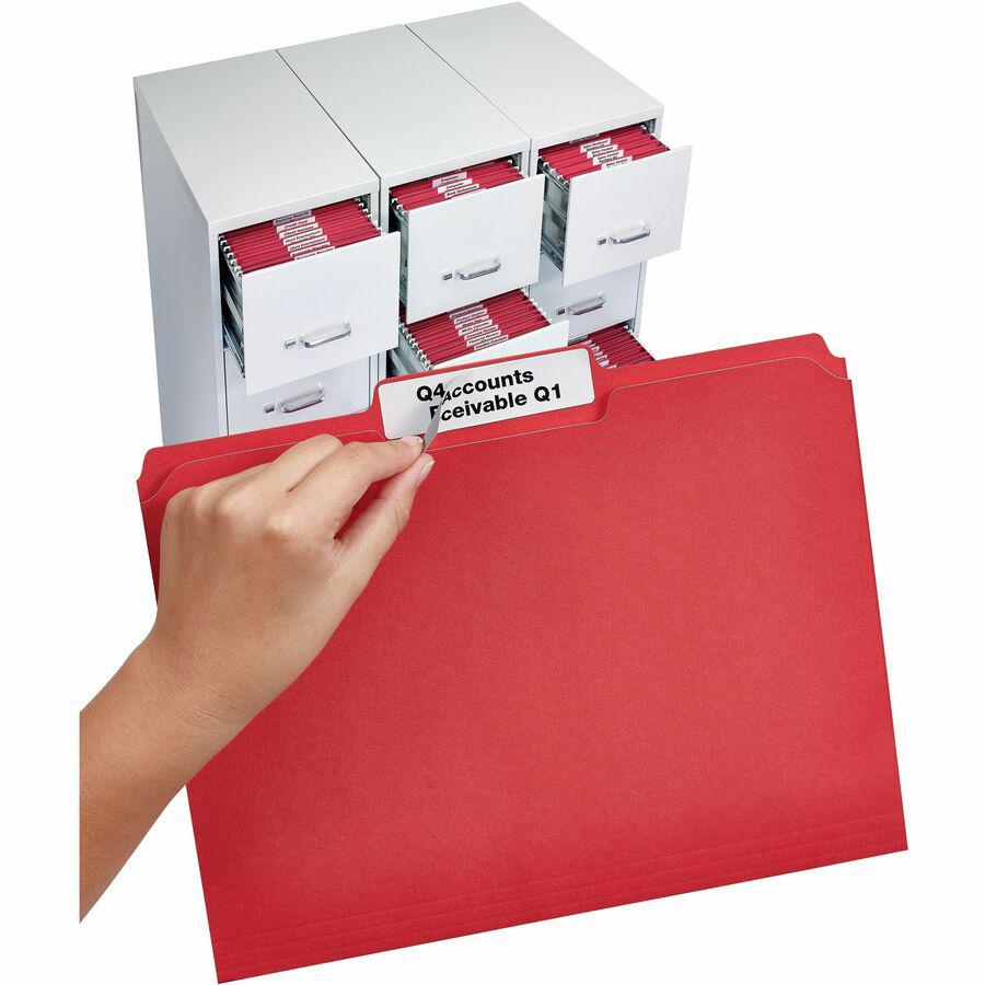 Avery&reg; Extra-Large File Folder Labels - 15/16" Width x 3 7/16" Length - Permanent Adhesive - Rectangle - Laser, Inkjet - White - Paper - 18 / Sheet - 25 Total Sheets - 450 Total Label(s) - 450 / P. Picture 7