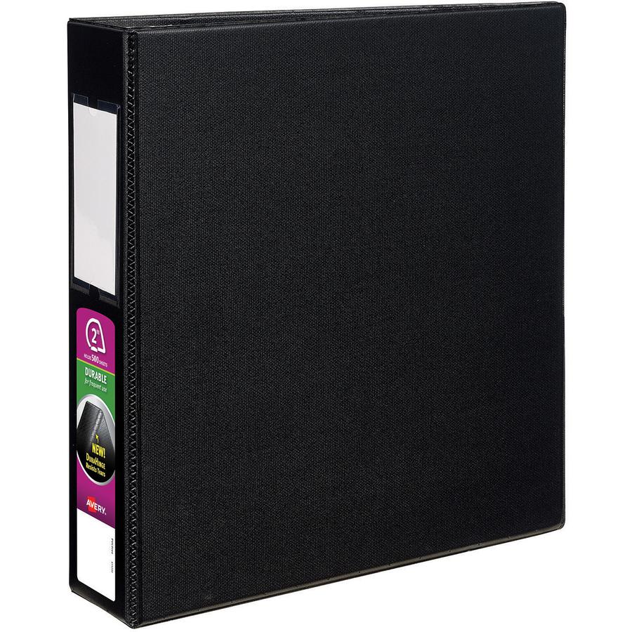 Avery&reg; DuraHinge Durable Binder with Label Holder - 2" Binder Capacity - Letter - 8 1/2" x 11" Sheet Size - 540 Sheet Capacity - 3 x D-Ring Fastener(s) - 4 Internal Pocket(s) - Poly - Black - Recy. Picture 4