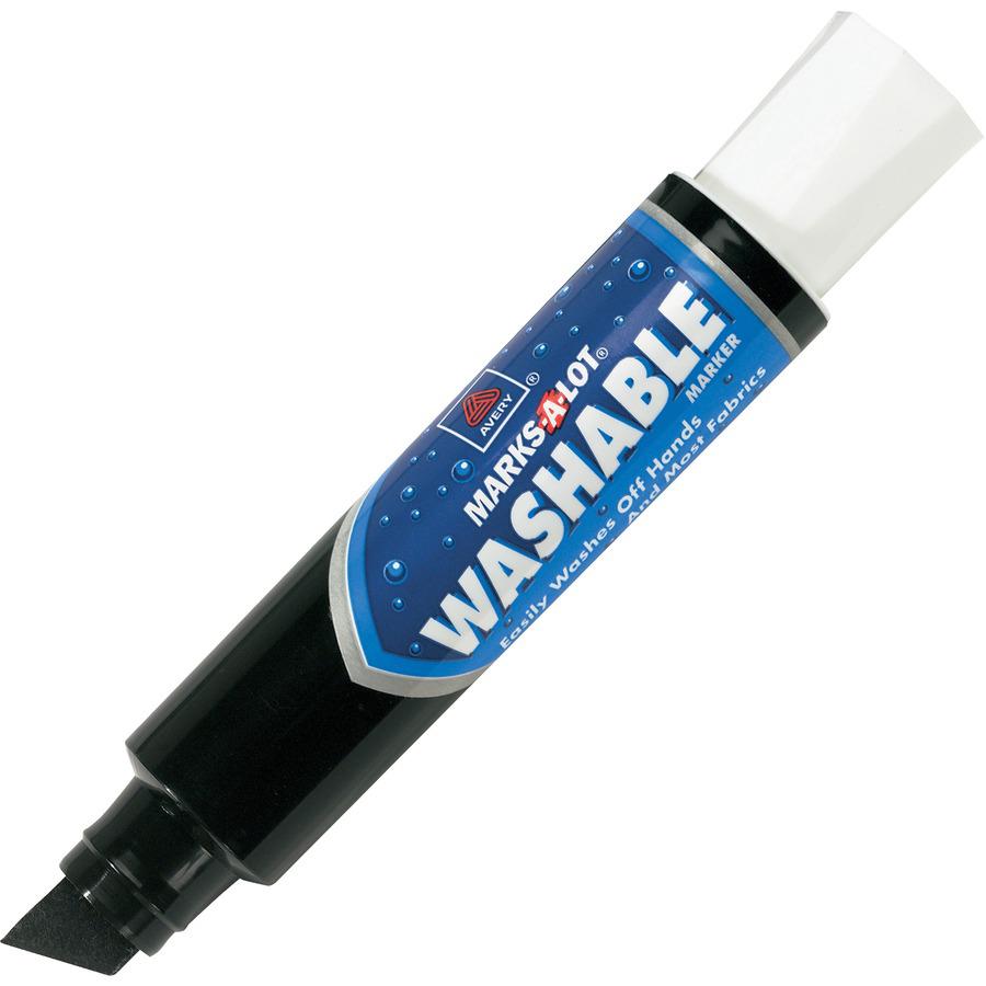 Avery&reg; Marks A Lot Jumbo Washable Marker - Chisel Marker Point Style - Black Water Based Ink - Black Barrel - 1 Each. Picture 3
