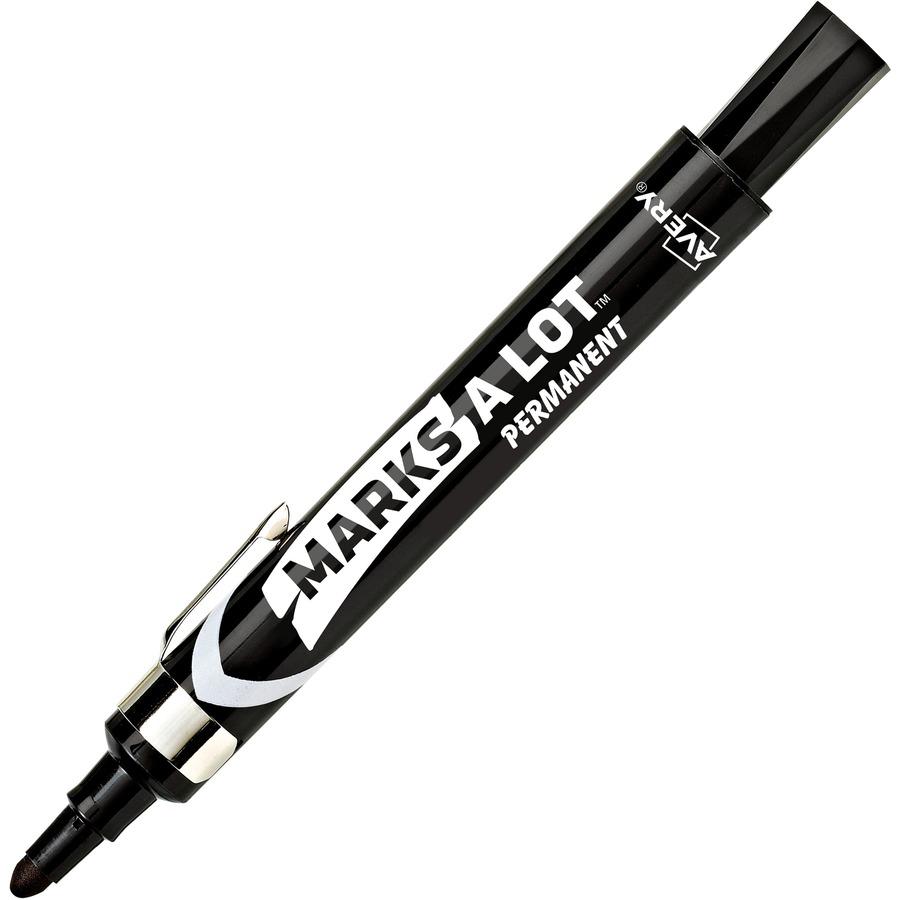 Avery&reg; Marks-A-Lot Desk-Style Permanent Markers - Bullet Marker Point Style - Black - Black Barrel - 1 Dozen. Picture 3