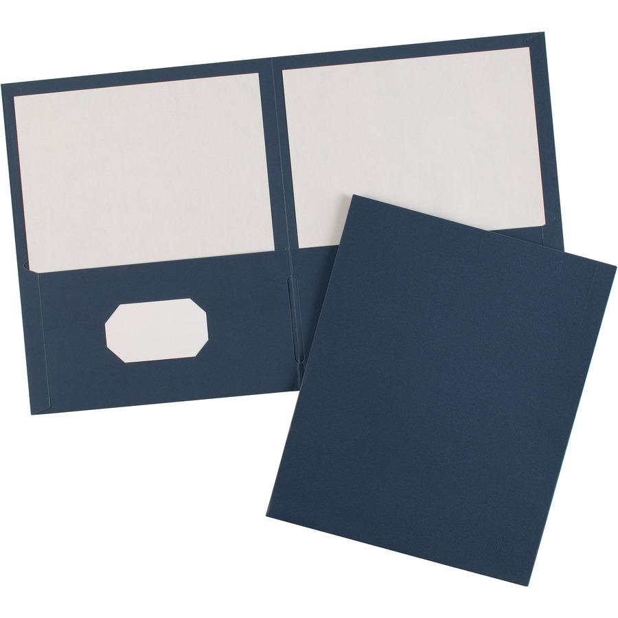 Avery&reg; Letter Pocket Folder - 8 1/2" x 11" - 40 Sheet Capacity - 2 Internal Pocket(s) - Embossed Paper - Dark Blue - 25 / Box. Picture 4
