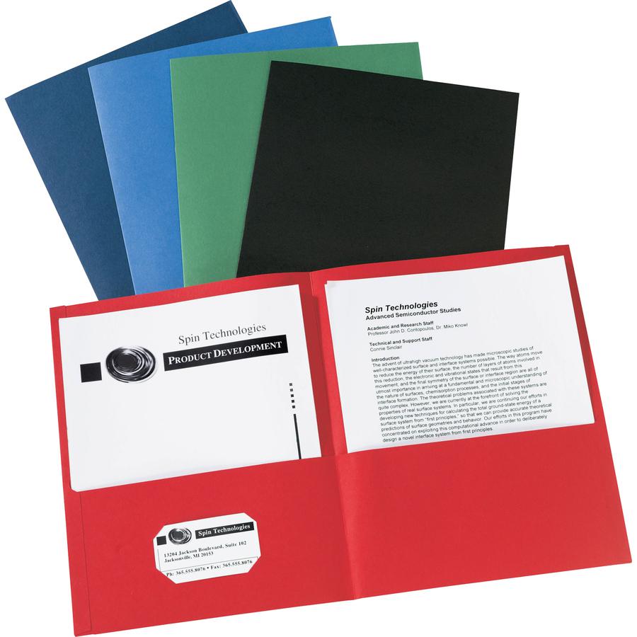 Avery&reg; Letter Pocket Folder - 8 1/2" x 11" - 40 Sheet Capacity - 2 Internal Pocket(s) - Embossed Paper - Assorted - 25 / Box. Picture 3