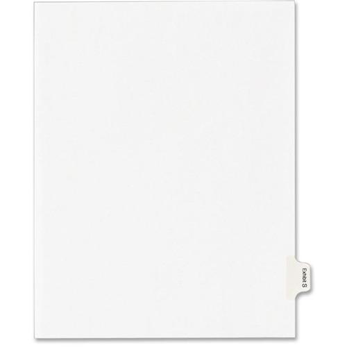 Avery&reg; Index Divider - 25 x Divider(s) - Side Tab(s) - Exhibit S - 1 Tab(s)/Set - 8.5" Divider Width x 11" Divider Length - Legal - 8.50" Width x 11" Length - White Paper Divider - 1. Picture 2