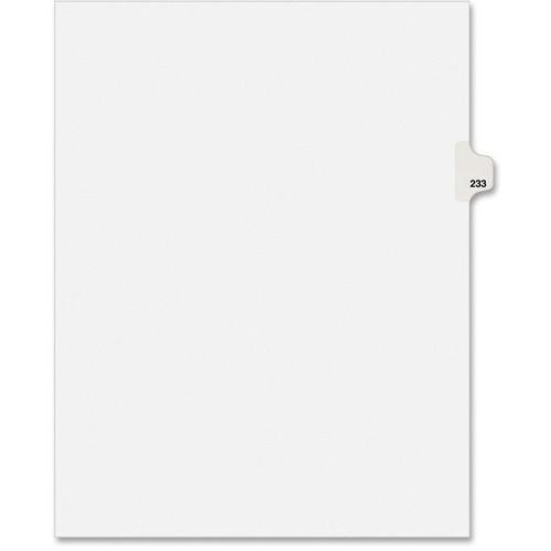 Avery&reg; Side Tab Individual Legal Dividers - 25 x Divider(s) - Side Tab(s) - 233 - 1 Tab(s)/Set - 8.5" Divider Width x 11" Divider Length - Letter - 8.50" Width x 11" Length - White Paper Divider -. Picture 3