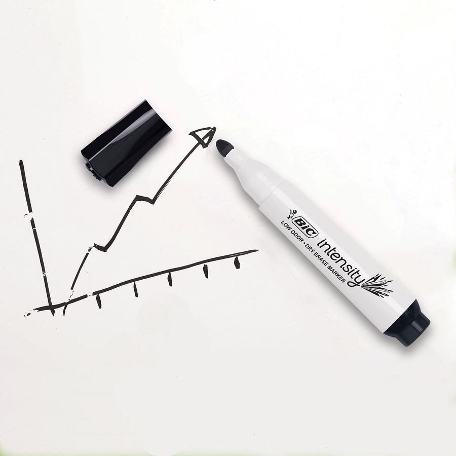 BIC Intensity Low Odor Dry Erase Markers - Chisel Marker Point Style - Black - 1 Dozen. Picture 8