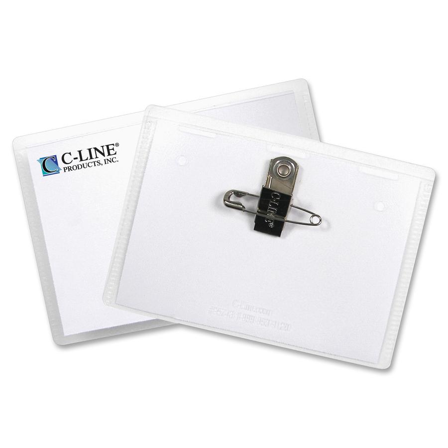 C-Line Clip/Pin Combo Style Name Badges - Sealed Holders with Inserts, 4 x 3, 50/BX, 95743. Picture 3