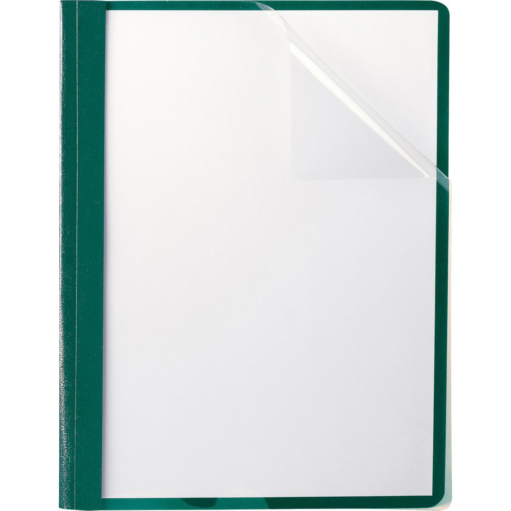 Oxford Letter Recycled Report Cover - 8 1/2" x 11" - 100 Sheet Capacity - 3 x Tang Fastener(s) - 1/2" Fastener Capacity for Folder - Leatherette - Hunter Green - 10% - 25 / Box. Picture 3