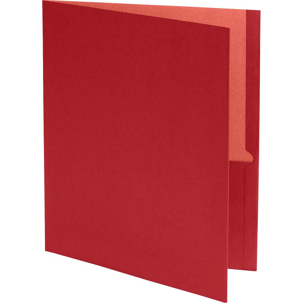 Oxford EarthWise Letter Recycled Pocket Folder - 8 1/2" x 11" - 100 Sheet Capacity - 2 Pocket(s) - Red - 100% Recycled - 25 / Box. Picture 2