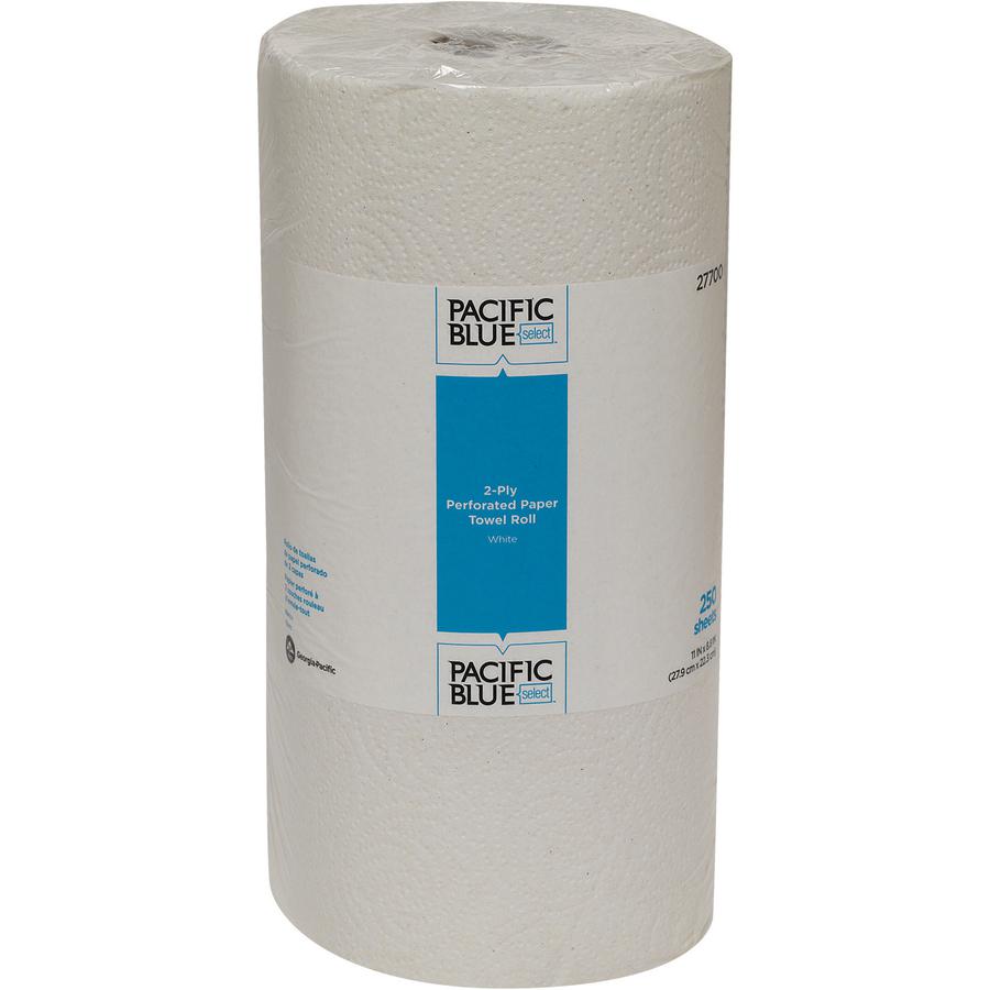 Pacific Blue Select Perforated Paper Towel Roll - 2 Ply - 8.80" x 11" - 250 Sheets/Roll - White - Strong, Absorbent, Perforated - For Office Building - 12 / Carton. Picture 5