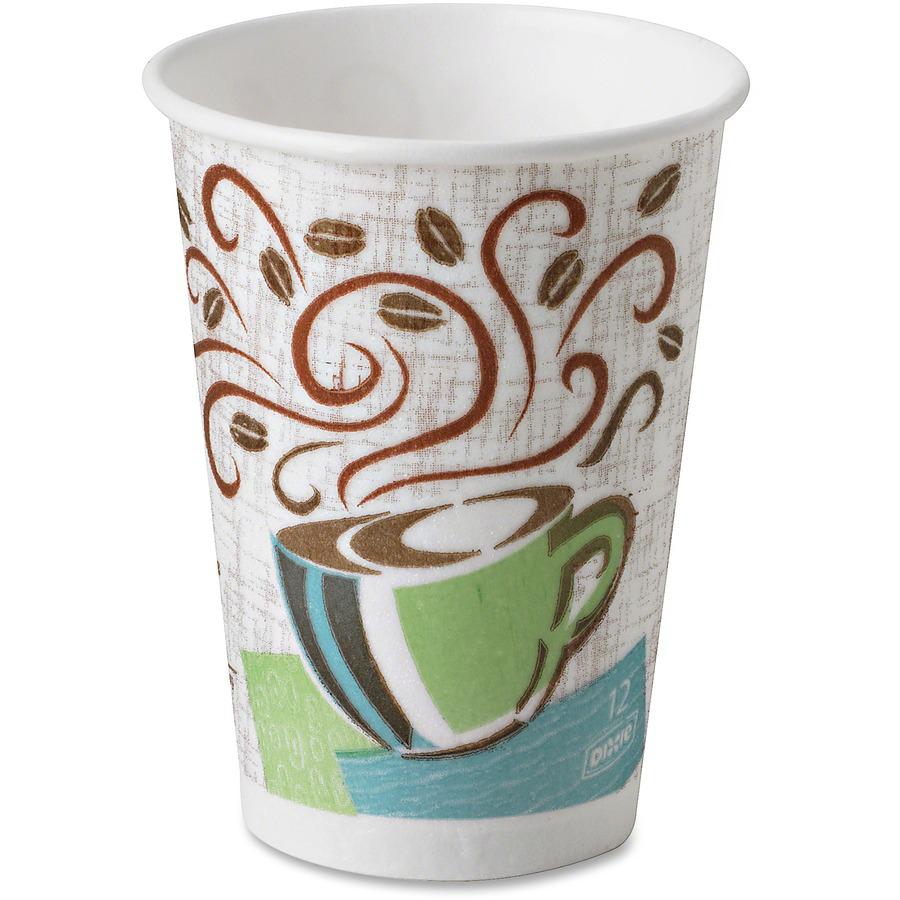 Dixie PerfecTouch 12 oz Insulated Paper Hot Coffee Cups by GP Pro - 50 / Pack - Coffee Haze - Paper - Hot Drink. Picture 5