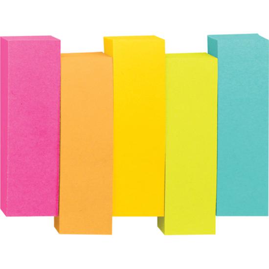 Post-it&reg; Page Markers - 1/2"W - 100 - 1/2" x 2" - Rectangle - Unruled - Bright Assorted - Paper - Removable, Self-adhesive - 500 / Pack. Picture 3