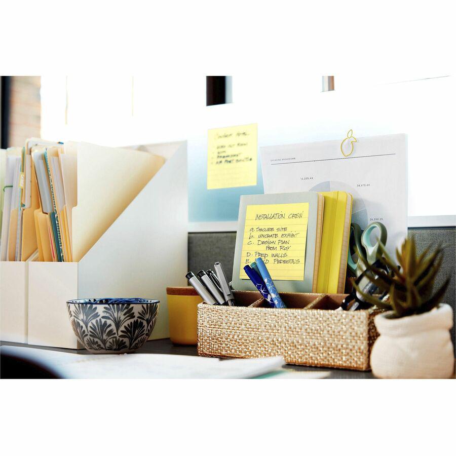 Post-it&reg; Super Sticky Lined Notes - 540 - 4" x 4" - Square - 90 Sheets per Pad - Ruled - Canary Yellow - Paper - Self-adhesive - 6 / Pack. Picture 7