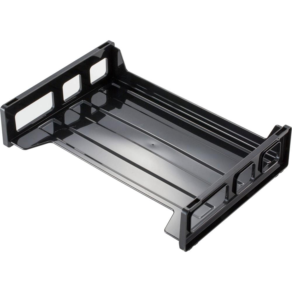 Officemate Black Side-Loading Desk Trays - 2.8" Height x 13.2" Width x 9" Depth - Desktop - Stackable, Durable, Non-stick, Portable, Carrying Handle - 1 Each. Picture 9