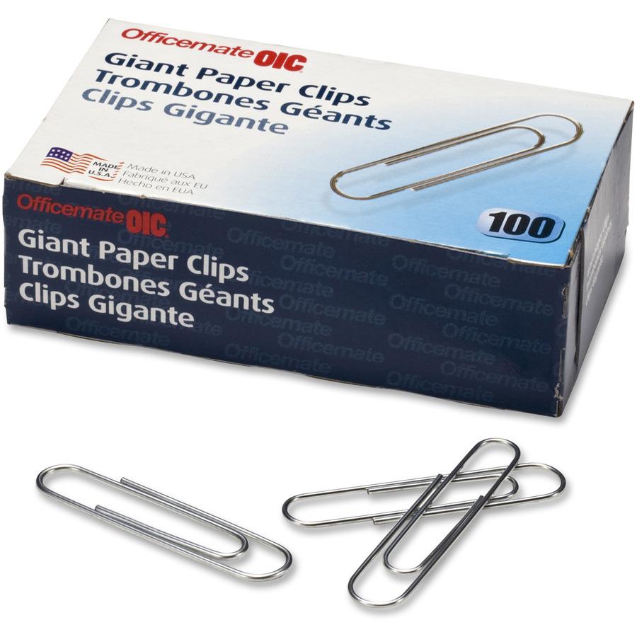 Officemate Giant Gem Paper Clips - Jumbo - 2" Length x 0.5" Width - 1000 / Pack - Silver - Steel. Picture 5
