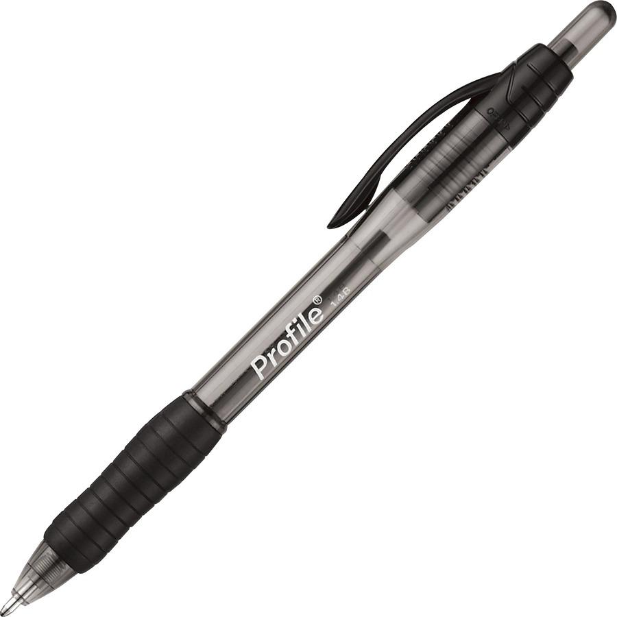 Paper Mate Retractable Profile Ballpoint Pens - Bold Pen Point - 1.4 mm Pen Point Size - Retractable - Black Gel-based Ink - Translucent Black Barrel - 1 Dozen. Picture 6