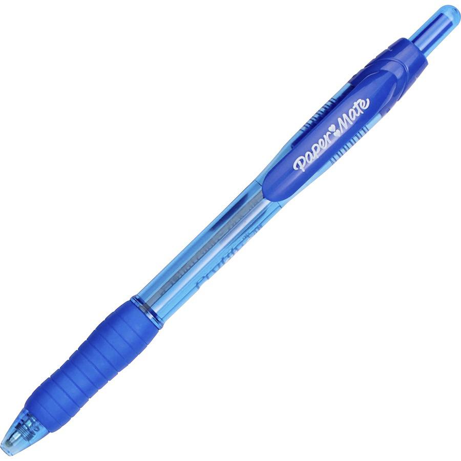 Paper Mate Retractable Profile Ballpoint Pens - Bold Pen Point - 1.4 mm Pen Point Size - Retractable - Blue Gel-based Ink - Blue Barrel - 1 Dozen. Picture 7