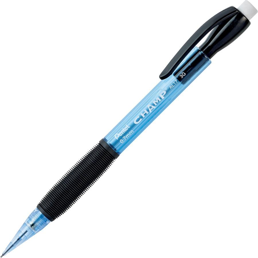 Pentel Champ Mechanical Pencils - #2 Lead - 0.7 mm Lead Diameter - Refillable - Blue Barrel - 1 Dozen. Picture 4