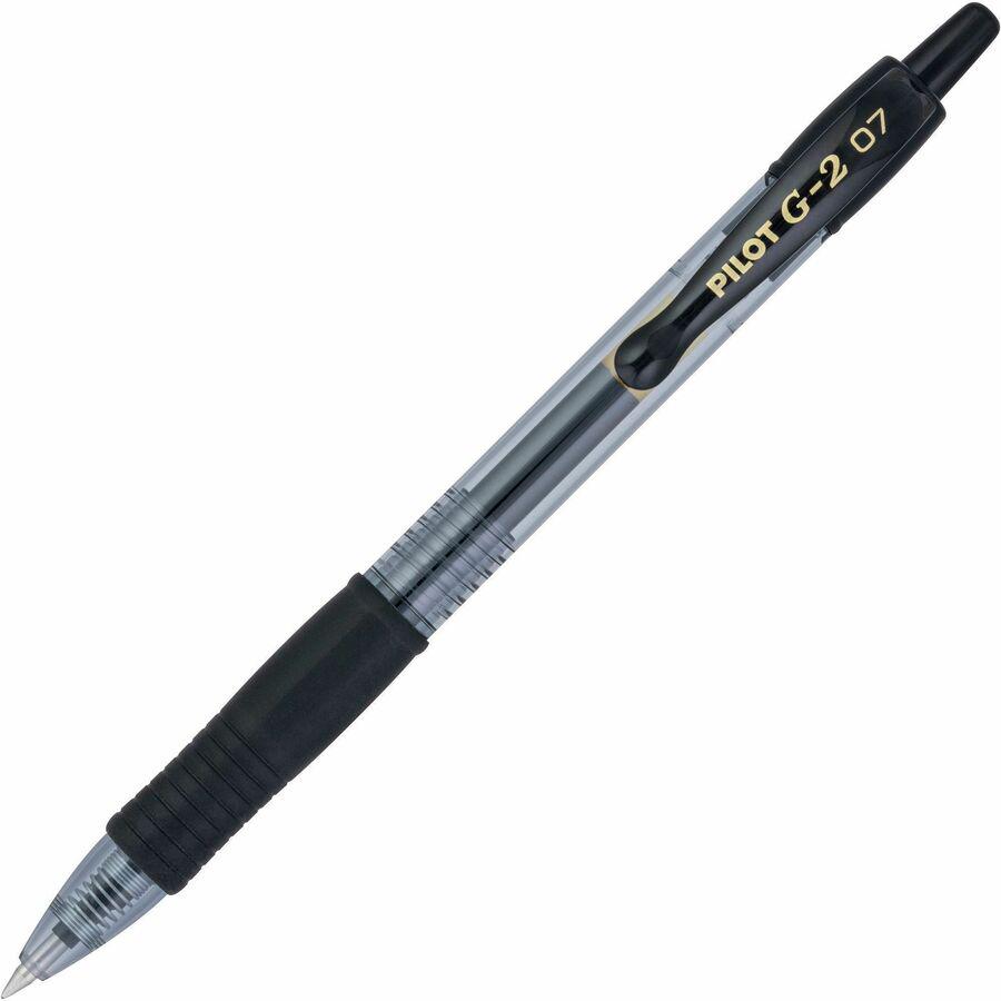 Pilot G2 Retractable Gel Ink Rollerball Pens - Fine Pen Point - 0.7 mm Pen Point Size - Refillable - Retractable - Black Gel-based Ink - Clear Barrel - 1 Dozen. Picture 7