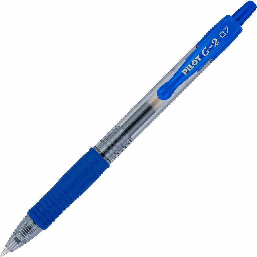 Pilot G2 Retractable Gel Ink Rollerball Pens - Fine Pen Point - 0.7 mm Pen Point Size - Refillable - Retractable - Blue Gel-based Ink - Clear Barrel - 1 Dozen. Picture 7