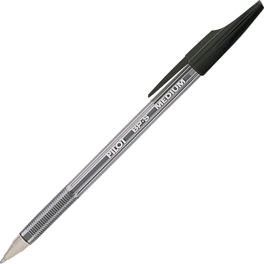 Pilot Better BP-S Ball Stick Pens - Medium Pen Point - 1 mm Pen Point Size - Refillable - Black - Crystal, Clear Barrel - Stainless Steel Tip - 1 Dozen. Picture 3