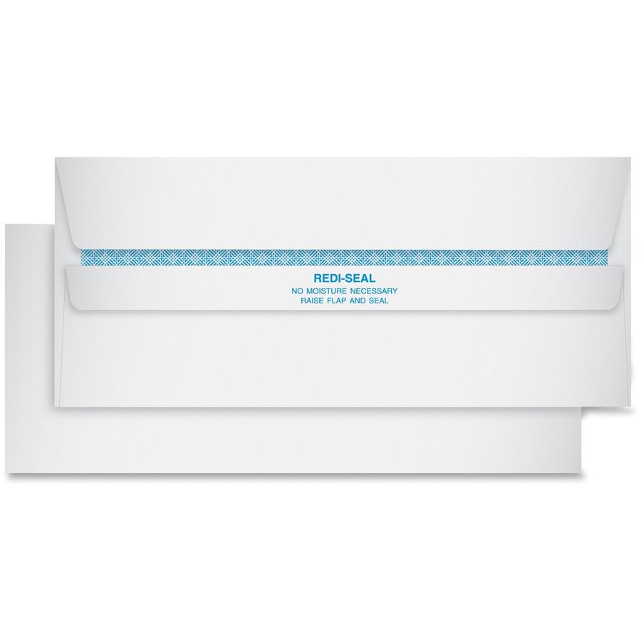 Quality Park Redi-Seal Security Tint Envelopes - Security - #10 - 4 1/8" Width x 9 1/2" Length - 24 lb - Gummed - Wove - 500 / Box - White. Picture 2