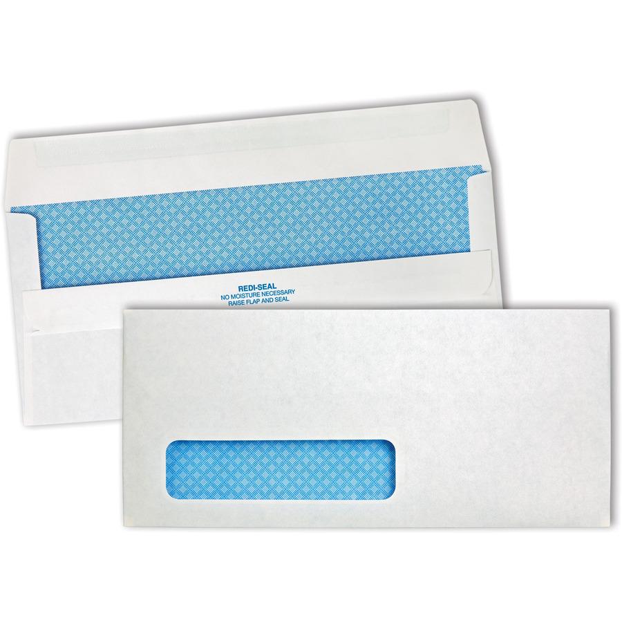 Quality Park No. 10 Single Window Security Tinted Business Envelopes with a Self-Seal Closure - Single Window - #10 - 4 1/8" Width x 9 1/2" Length - 24 lb - Self-sealing - Wove - 500 / Box - White. Picture 4