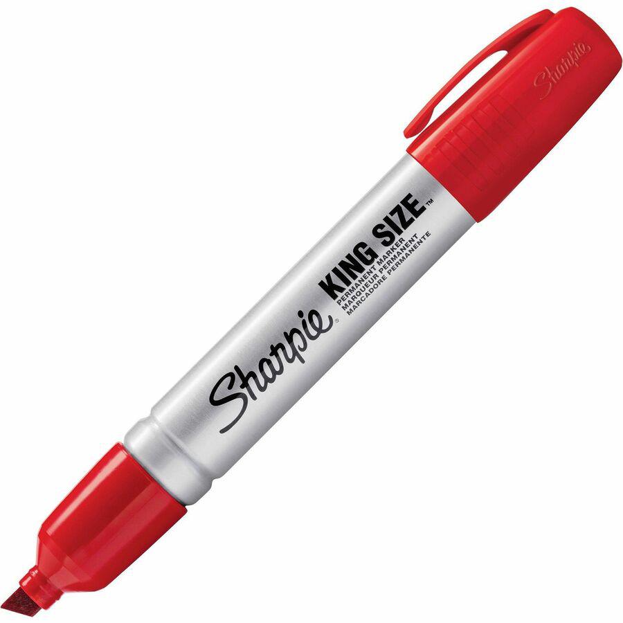 Sharpie King Size Permanent Marker - Chisel Marker Point Style - Red - Silver Plastic Barrel - 12 / Dozen. Picture 3