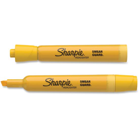Sharpie SmearGuard Tank Style Highlighters - Broad Marker Point - Chisel Marker Point Style - Yellow - Yellow Barrel - 1 Dozen. Picture 3